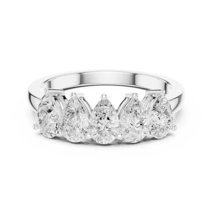 Five Stone Pear 1.25 ctw Diamond Band - B1145 in Wedding Bands by 18 KARATS INC.