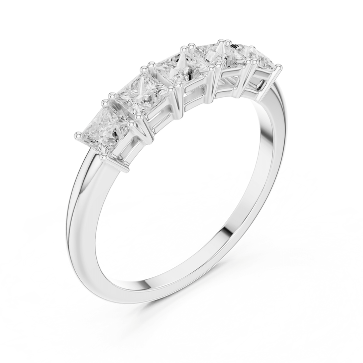 Five Stone Princess Cut 0.65 ctw Diamond Band - B1149 in Wedding Bands by 18 KARATS INC.