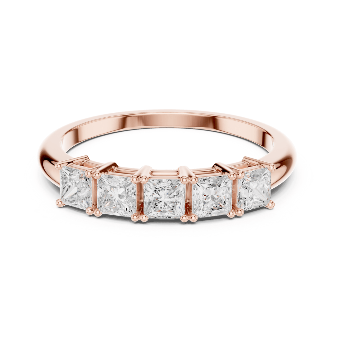 Five Stone Princess Cut 0.65 ctw Diamond Band - B1149 in Wedding Bands by 18 KARATS INC.