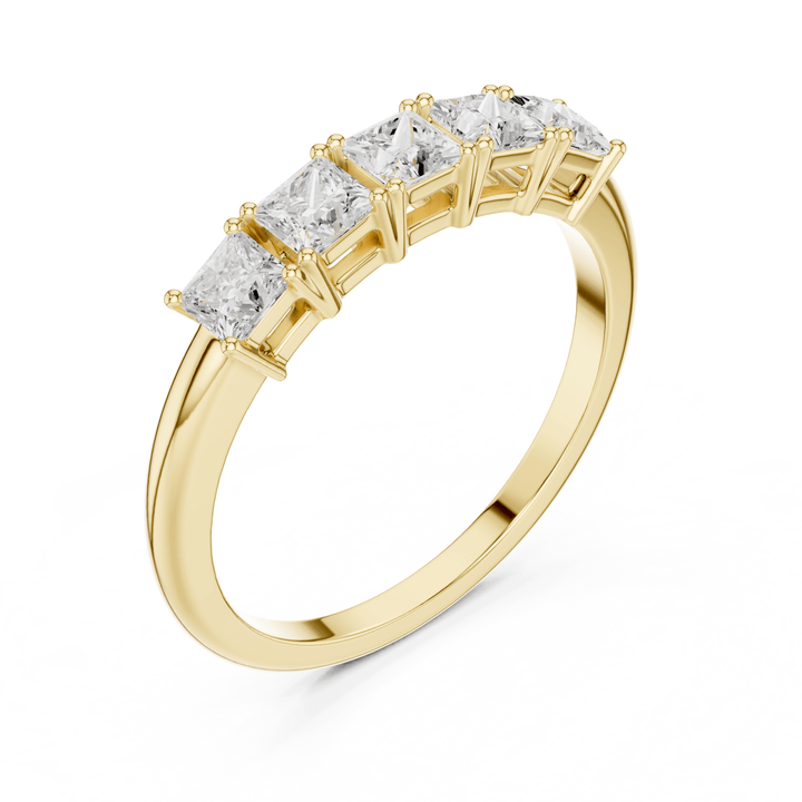 Five Stone Princess Cut 0.65 ctw Diamond Band - B1149 in Wedding Bands by 18 KARATS INC.