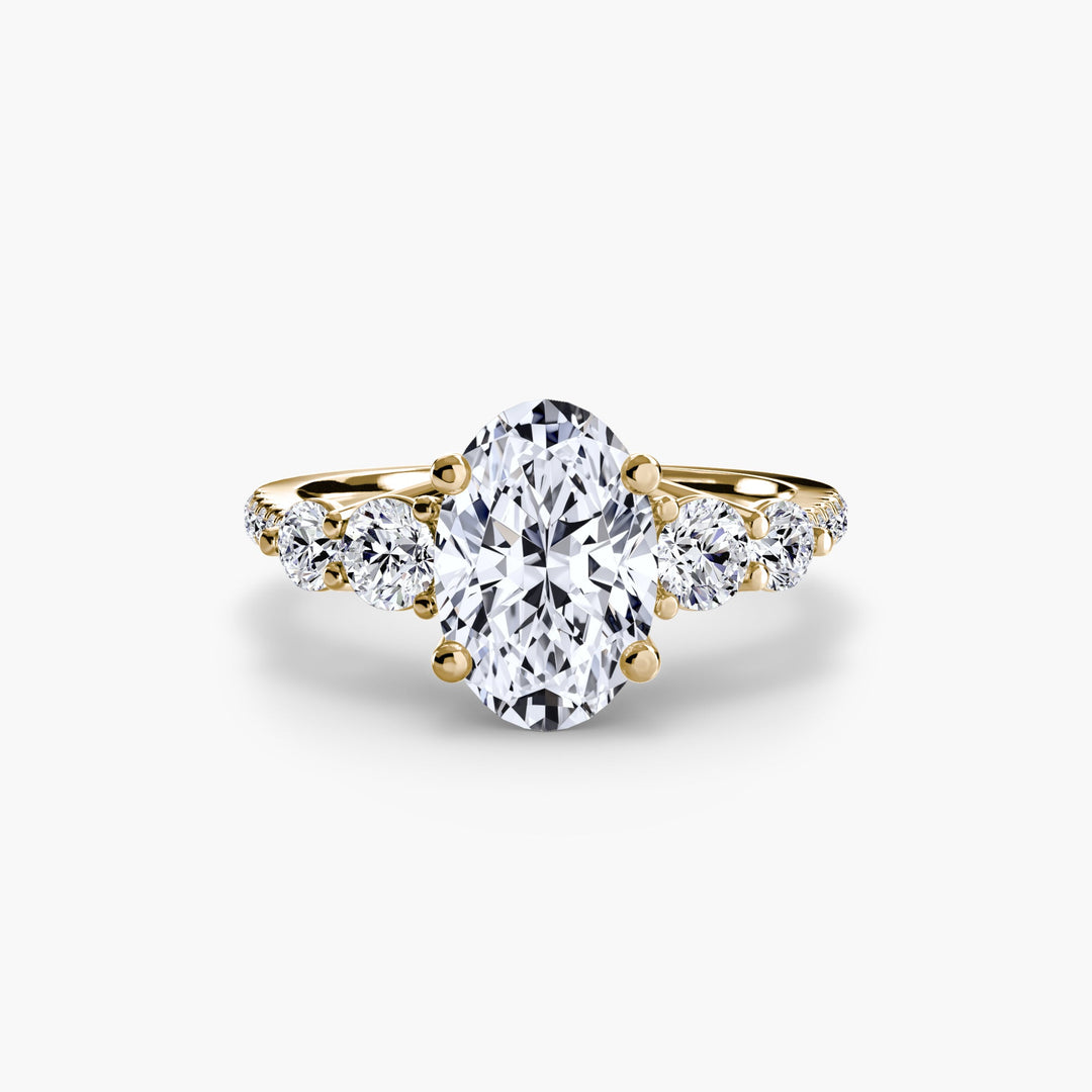 Five Stone Ring with Pave Band in setting by 18 KARATS