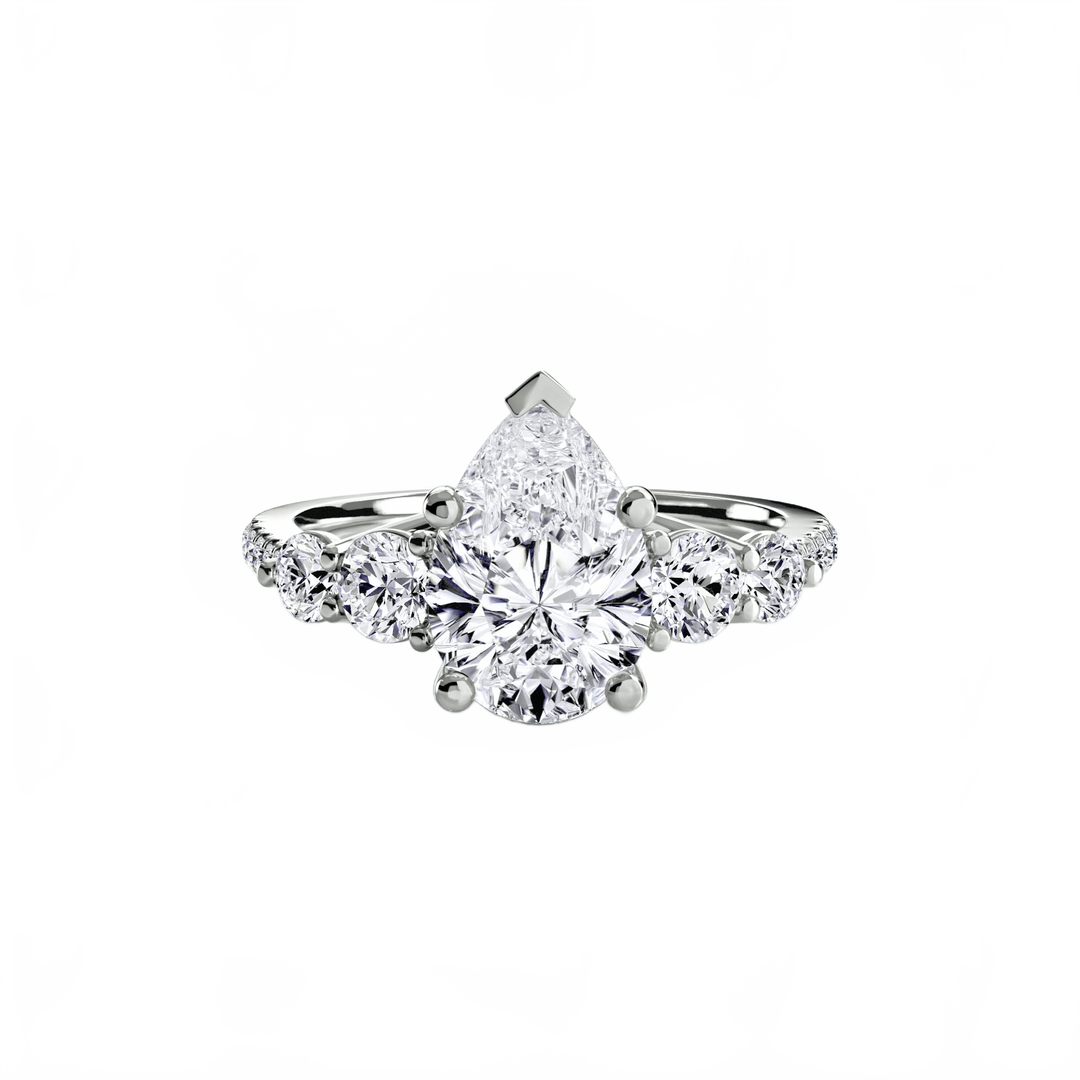 Five Stone Ring with Pave Band in setting by 18 KARATS