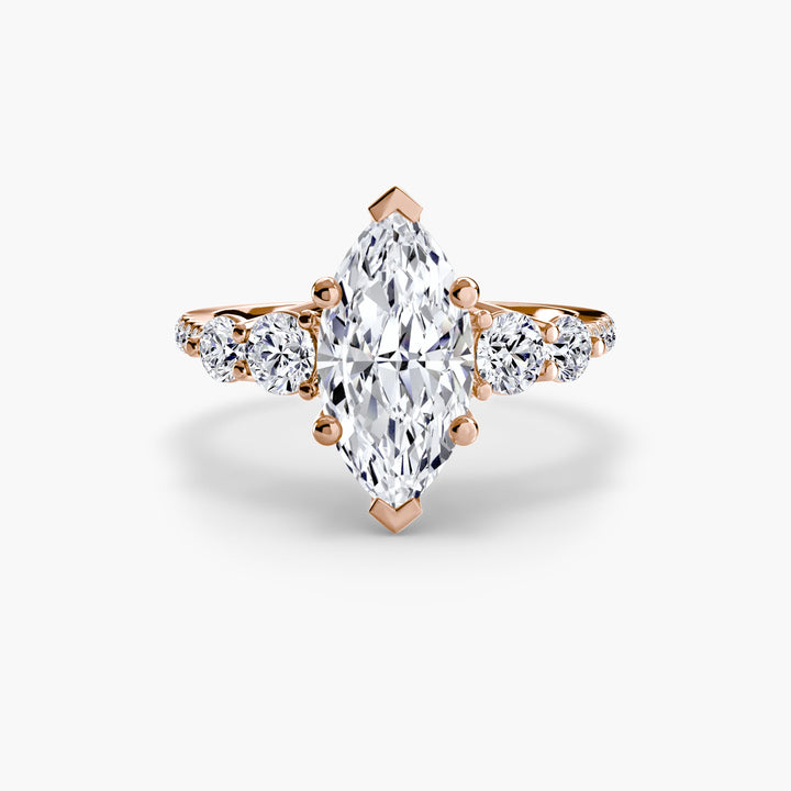 Five Stone Ring with Pave Band in setting by 18 KARATS