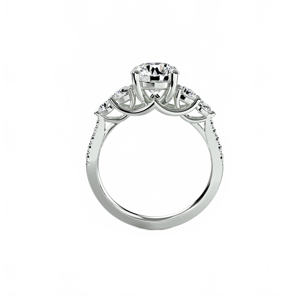 Five Stone Ring with Pave Band in setting by 18 KARATS