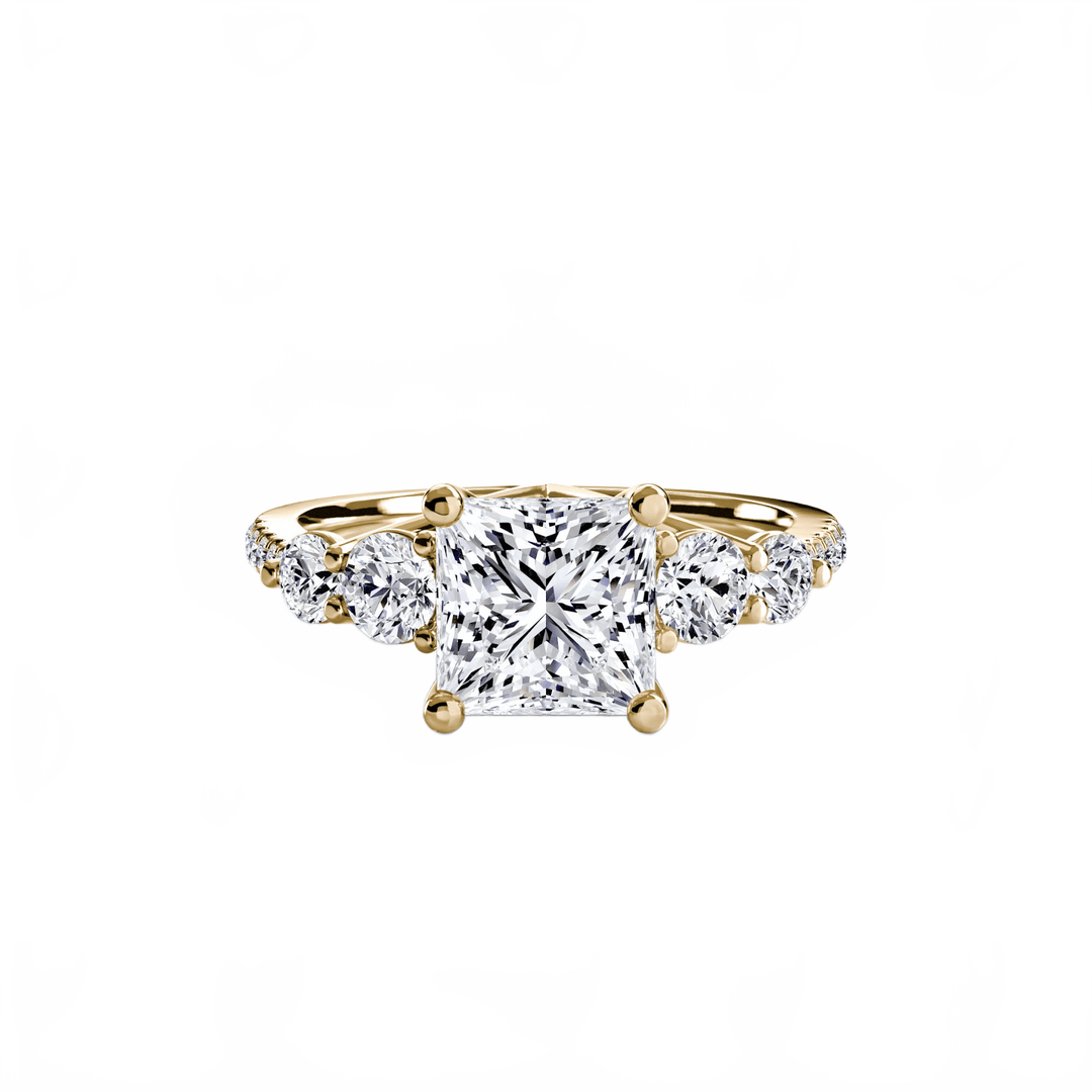 Five Stone Ring with Pave Band in setting by 18 KARATS