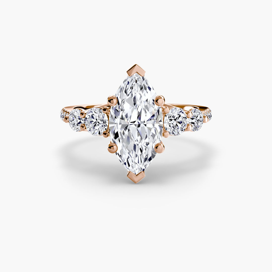 Five Stone Ring with Pave Band in setting by 18 KARATS