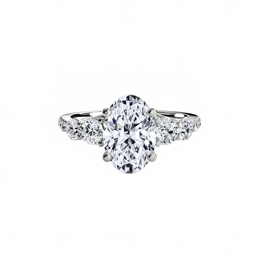 Five Stone Ring with Pave Band in setting by 18 KARATS