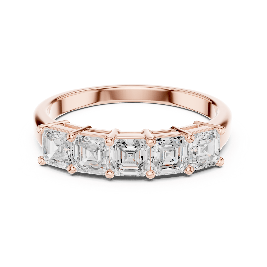Five Stone Square Emerald Cut 1.11 ctw Diamond Band - B1150 in Wedding Bands by 18 KARATS INC.