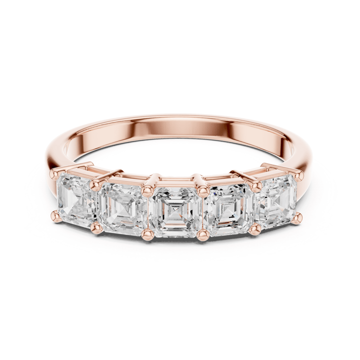 Five Stone Square Emerald Cut 1.11 ctw Diamond Band - B1150 in Wedding Bands by 18 KARATS INC.