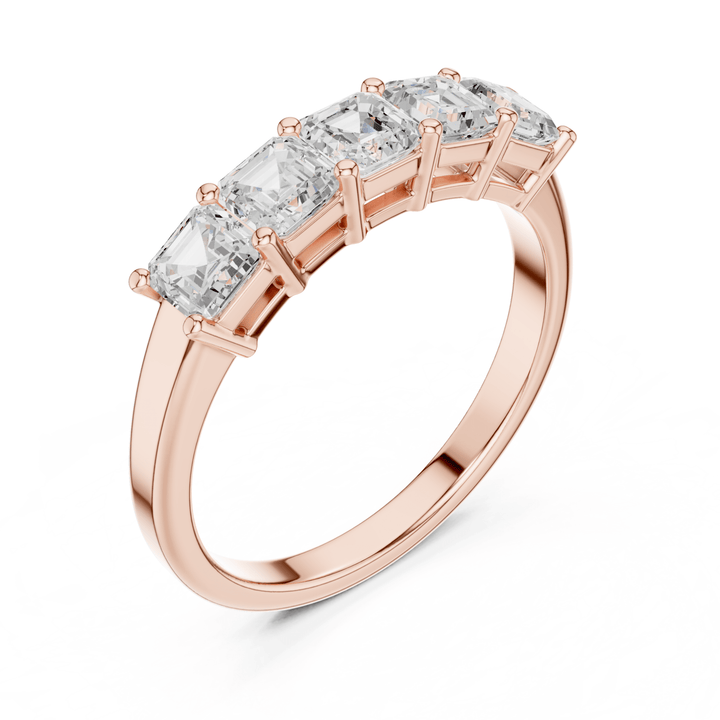Five Stone Square Emerald Cut 1.11 ctw Diamond Band - B1150 in Wedding Bands by 18 KARATS INC.