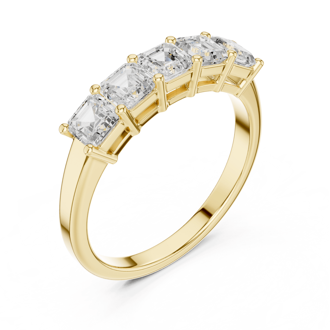 Five Stone Square Emerald Cut 1.11 ctw Diamond Band - B1150 in Wedding Bands by 18 KARATS INC.