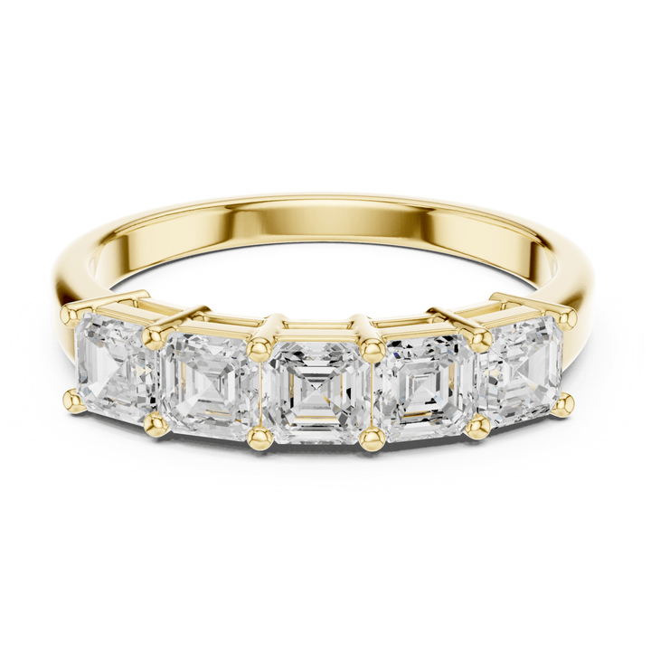 Five Stone Square Emerald Cut 1.11 ctw Diamond Band - B1150 in Wedding Bands by 18 KARATS INC.