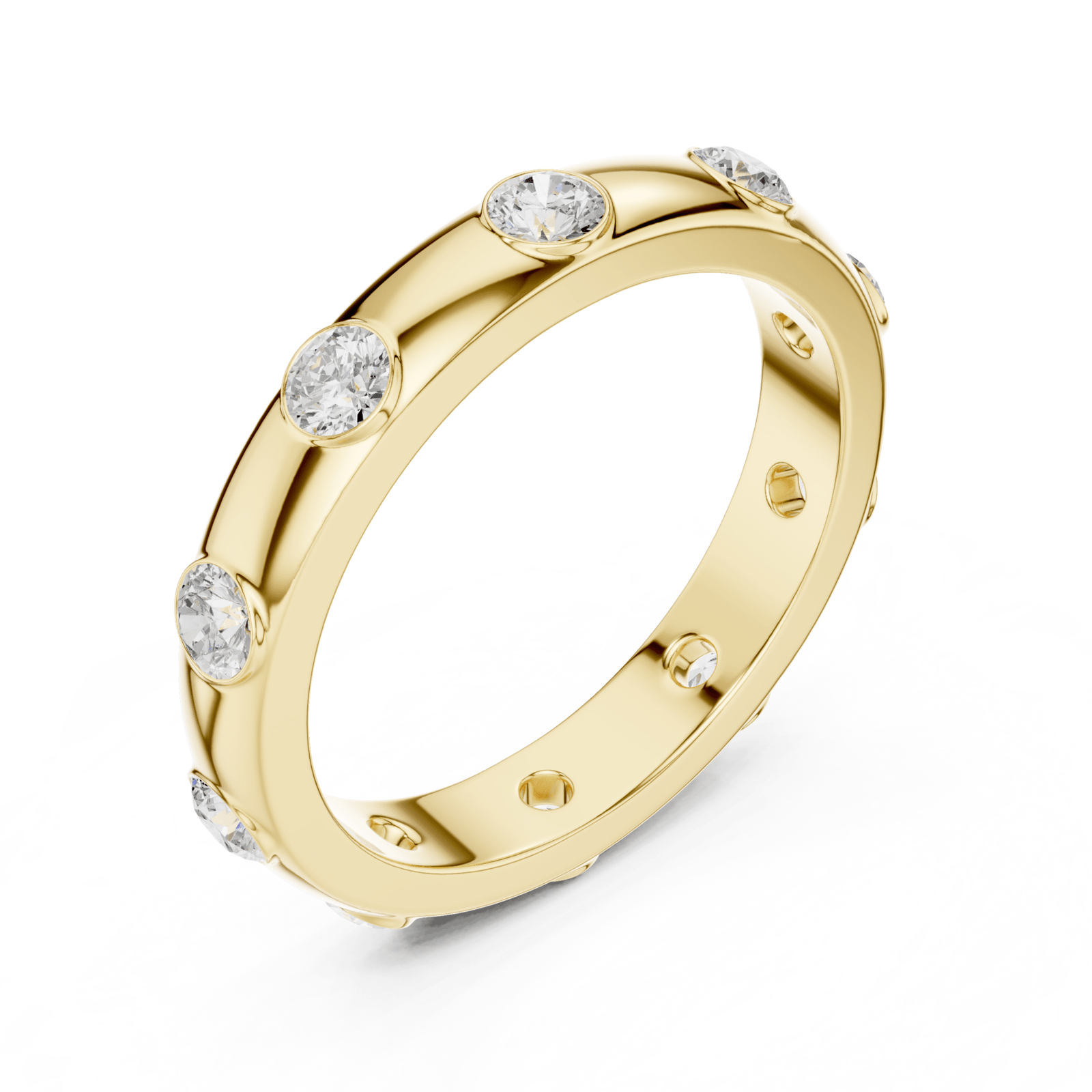 Flush Set Round 0.8 ctw Diamond Band - B1144 in Wedding Bands by 18 KARATS INC.