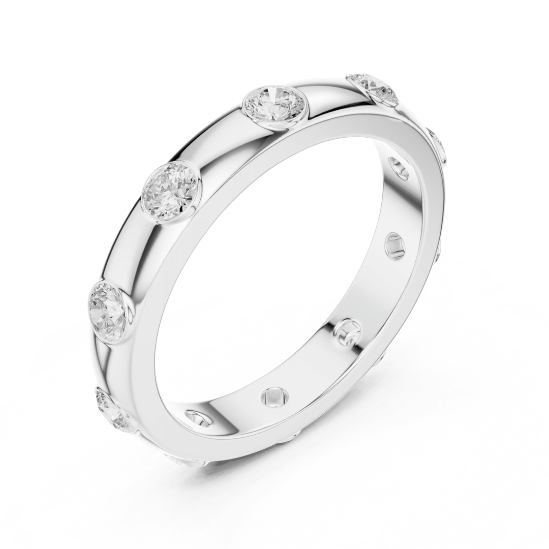 Flush Set Round 0.8 ctw Diamond Band - B1144 in Wedding Bands by 18 KARATS INC.