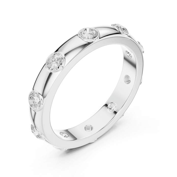 Flush Set Round 0.8 ctw Diamond Band - B1144 in Wedding Bands by 18 KARATS INC.