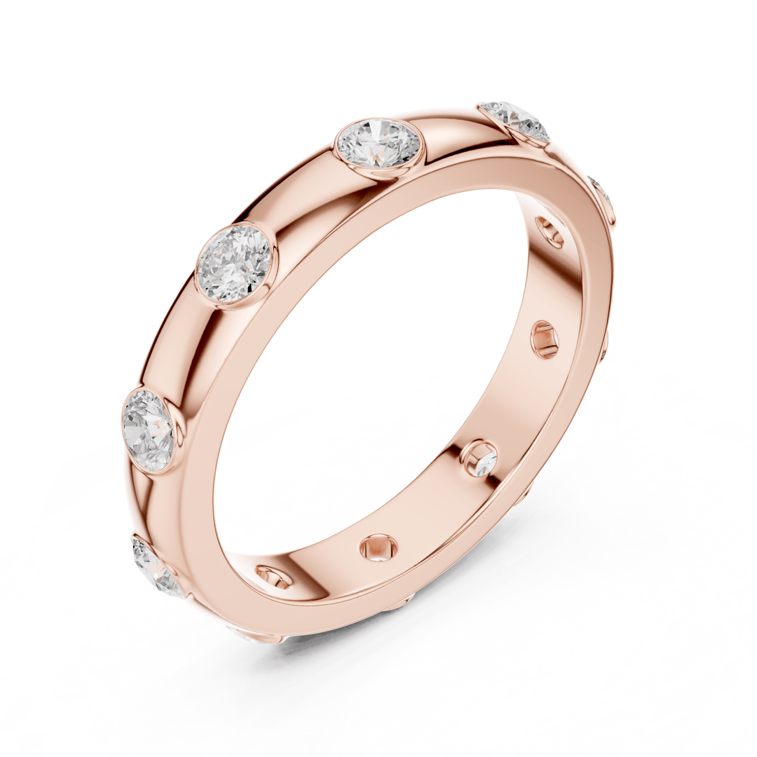 Flush Set Round 0.8 ctw Diamond Band - B1144 in Wedding Bands by 18 KARATS INC.