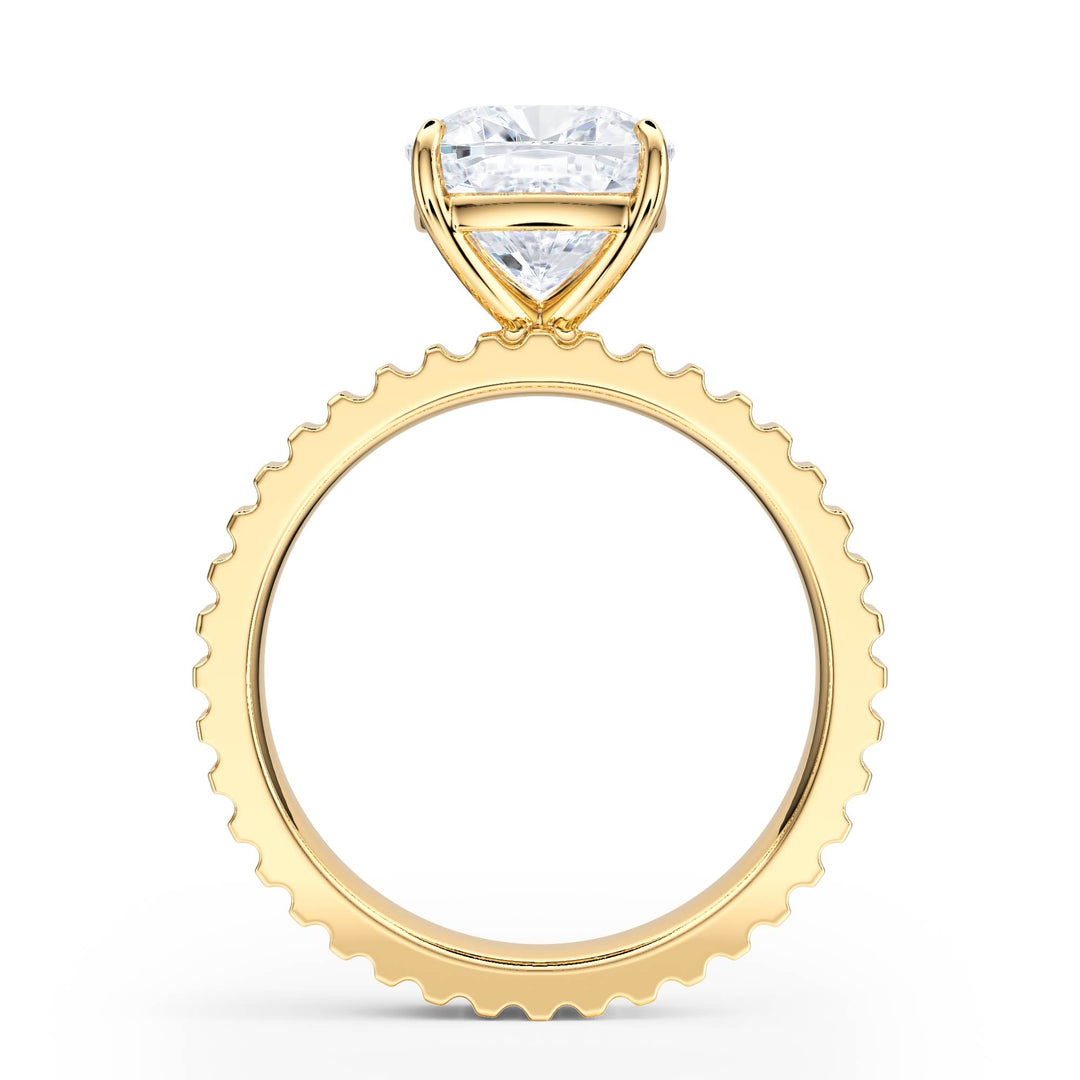Fluted Band Cushion Diamond Engagement Ring - R1214 in Ring by 18 KARATS INC.