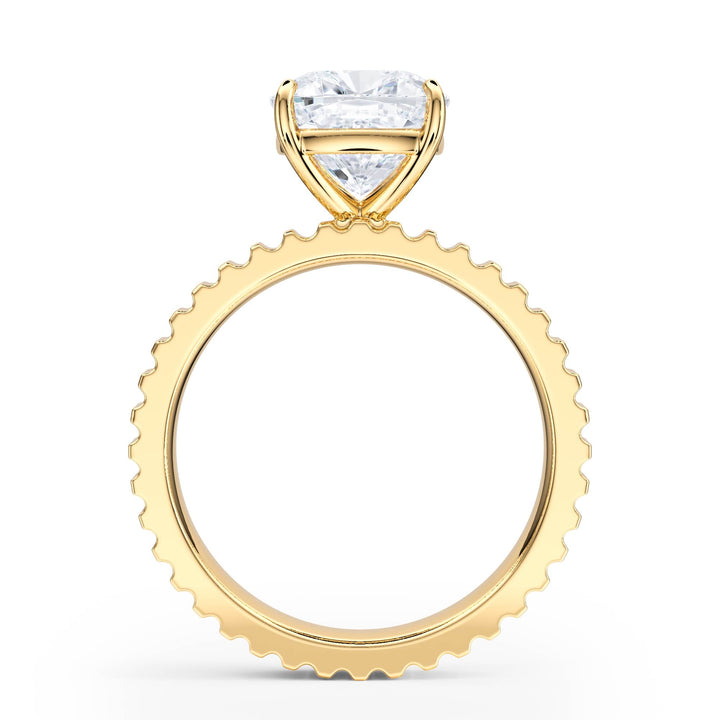 Fluted Band Cushion Diamond Engagement Ring - R1214 in Ring by 18 KARATS INC.