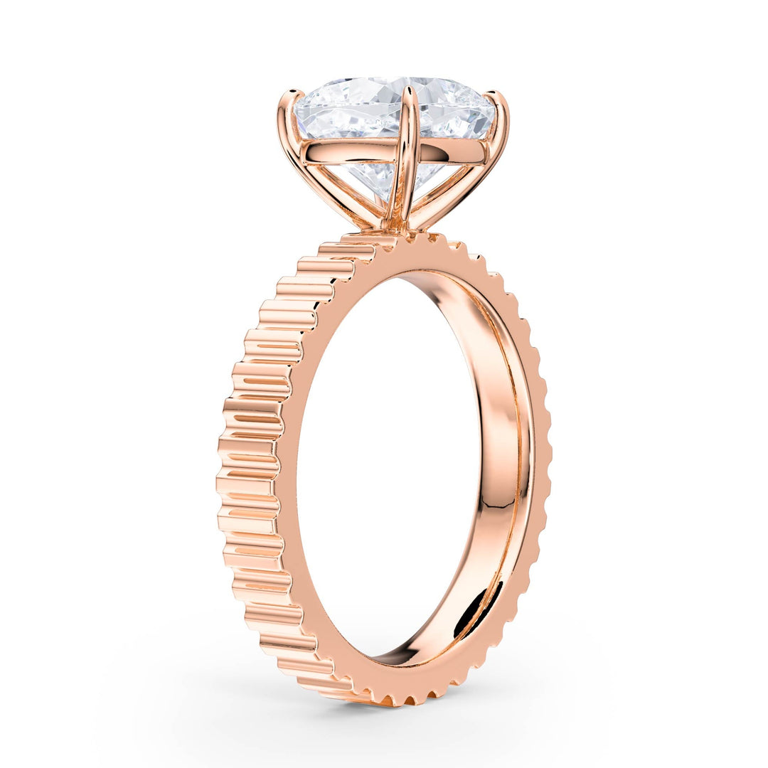 Fluted Band Cushion Diamond Engagement Ring - R1214 in Ring by 18 KARATS INC.