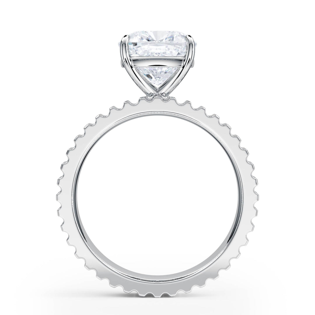 Fluted Band Cushion Diamond Engagement Ring - R1214 in Ring by 18 KARATS INC.