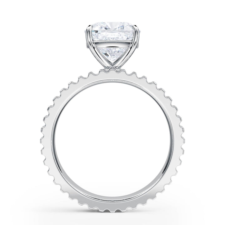 Fluted Band Cushion Diamond Engagement Ring - R1214 in Ring by 18 KARATS INC.