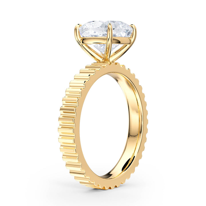 Fluted Band Cushion Diamond Engagement Ring - R1214 in Ring by 18 KARATS INC.