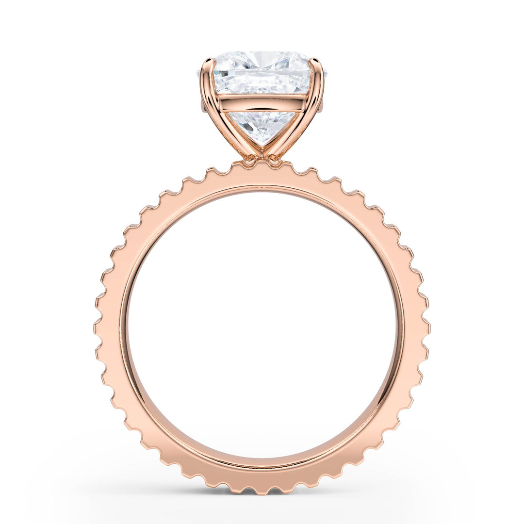 Fluted Band Cushion Diamond Engagement Ring - R1214 in Ring by 18 KARATS INC.
