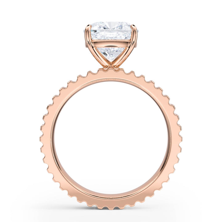 Fluted Band Cushion Diamond Engagement Ring - R1214 in Ring by 18 KARATS INC.