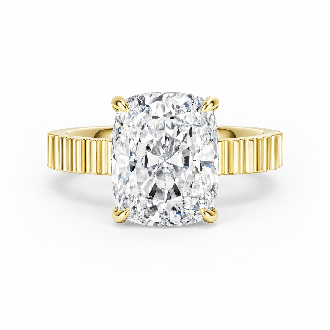 Fluted Band Elongated Cushion Diamond Engagement Ring in Ring by 18 KARATS INC.