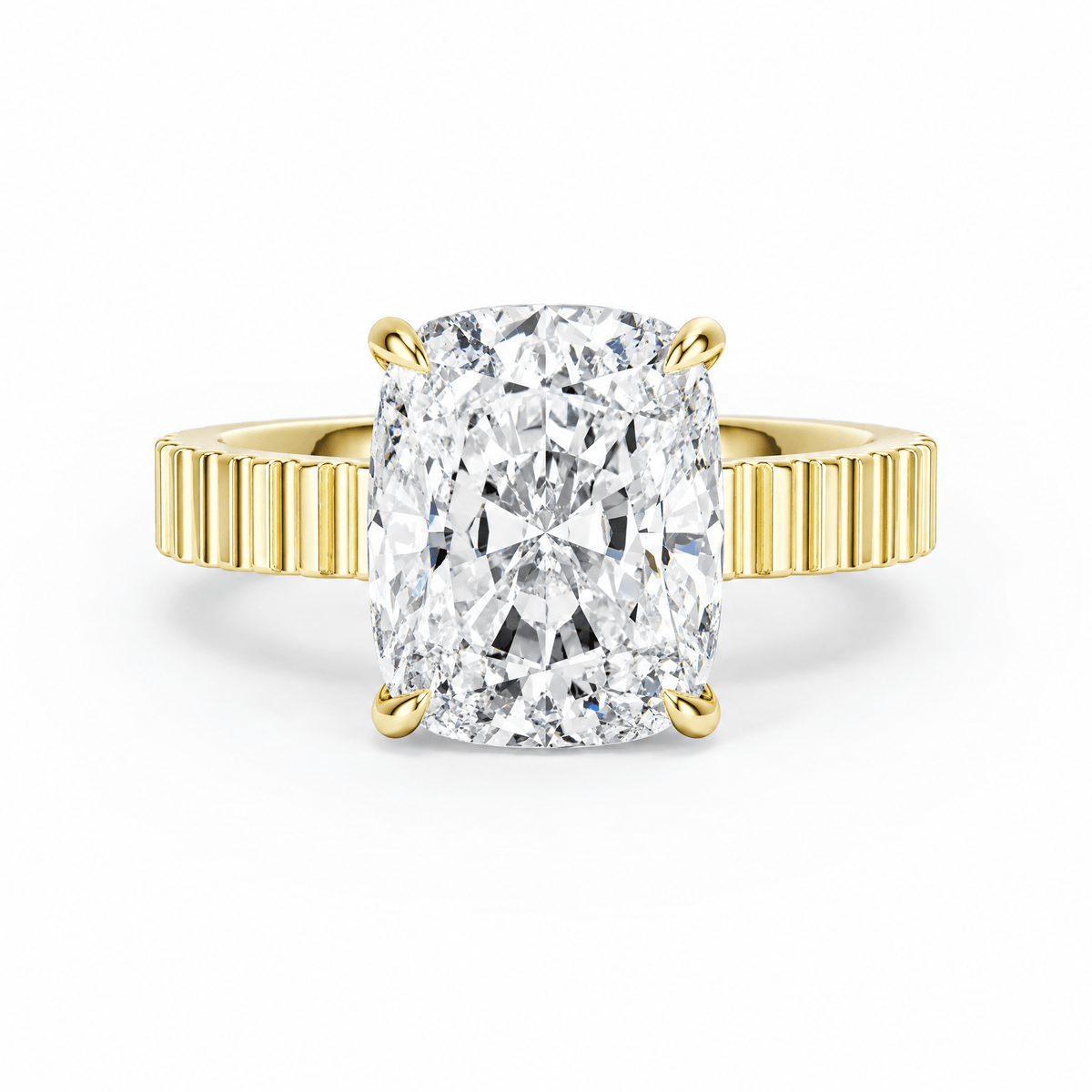 Fluted Band Elongated Cushion Diamond Engagement Ring in Ring by 18 KARATS INC.
