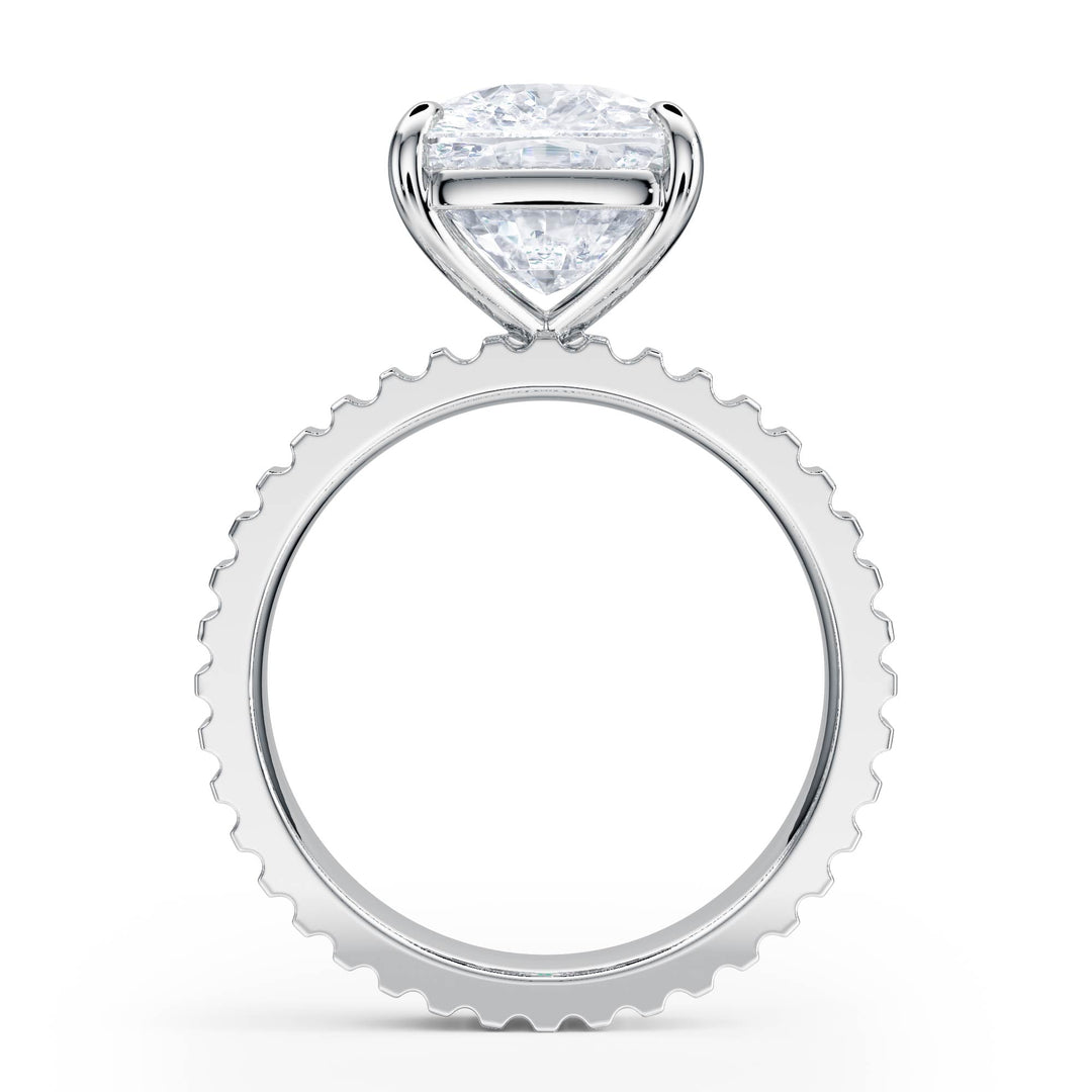 Fluted Band Elongated Cushion Diamond Engagement Ring - R1215 in Ring by 18 KARATS INC.