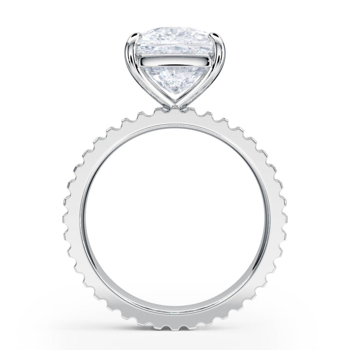 Fluted Band Elongated Cushion Diamond Engagement Ring - R1215 in Ring by 18 KARATS INC.