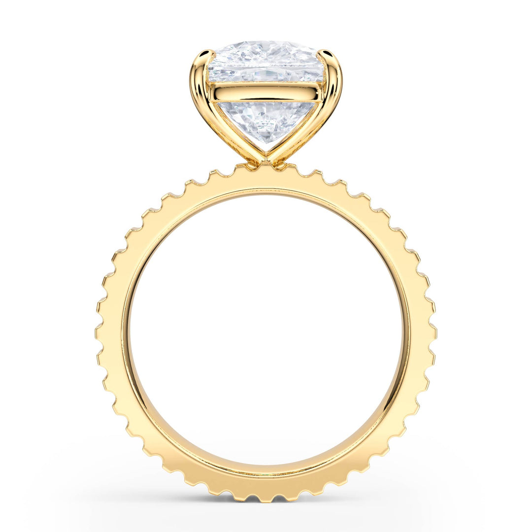 Fluted Band Elongated Cushion Diamond Engagement Ring - R1215 in Ring by 18 KARATS INC.
