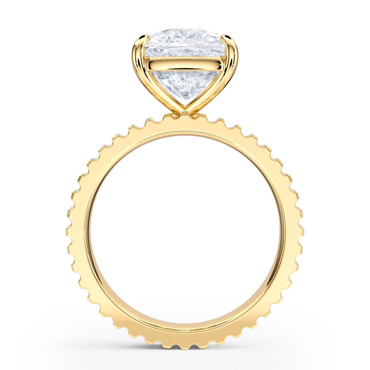 Fluted Band Elongated Cushion Diamond Engagement Ring - R1215 in Ring by 18 KARATS INC.