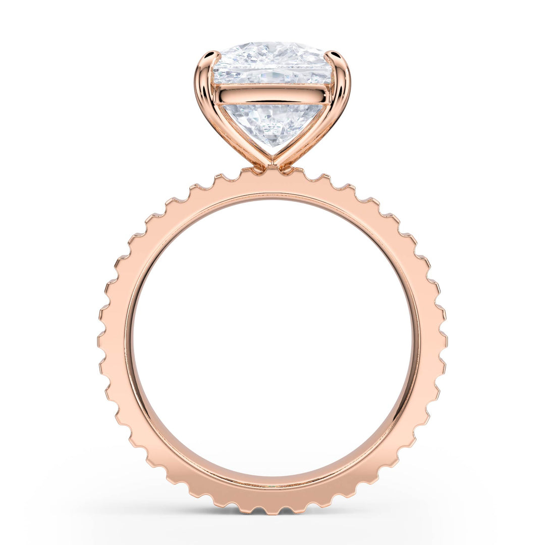 Fluted Band Elongated Cushion Diamond Engagement Ring - R1215 in Ring by 18 KARATS INC.