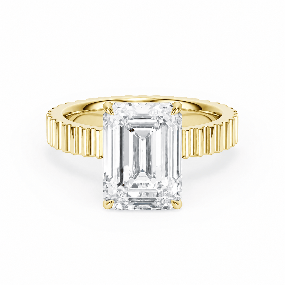 Fluted Band Emerald Diamond Engagement Ring in Ring by 18 KARATS INC.