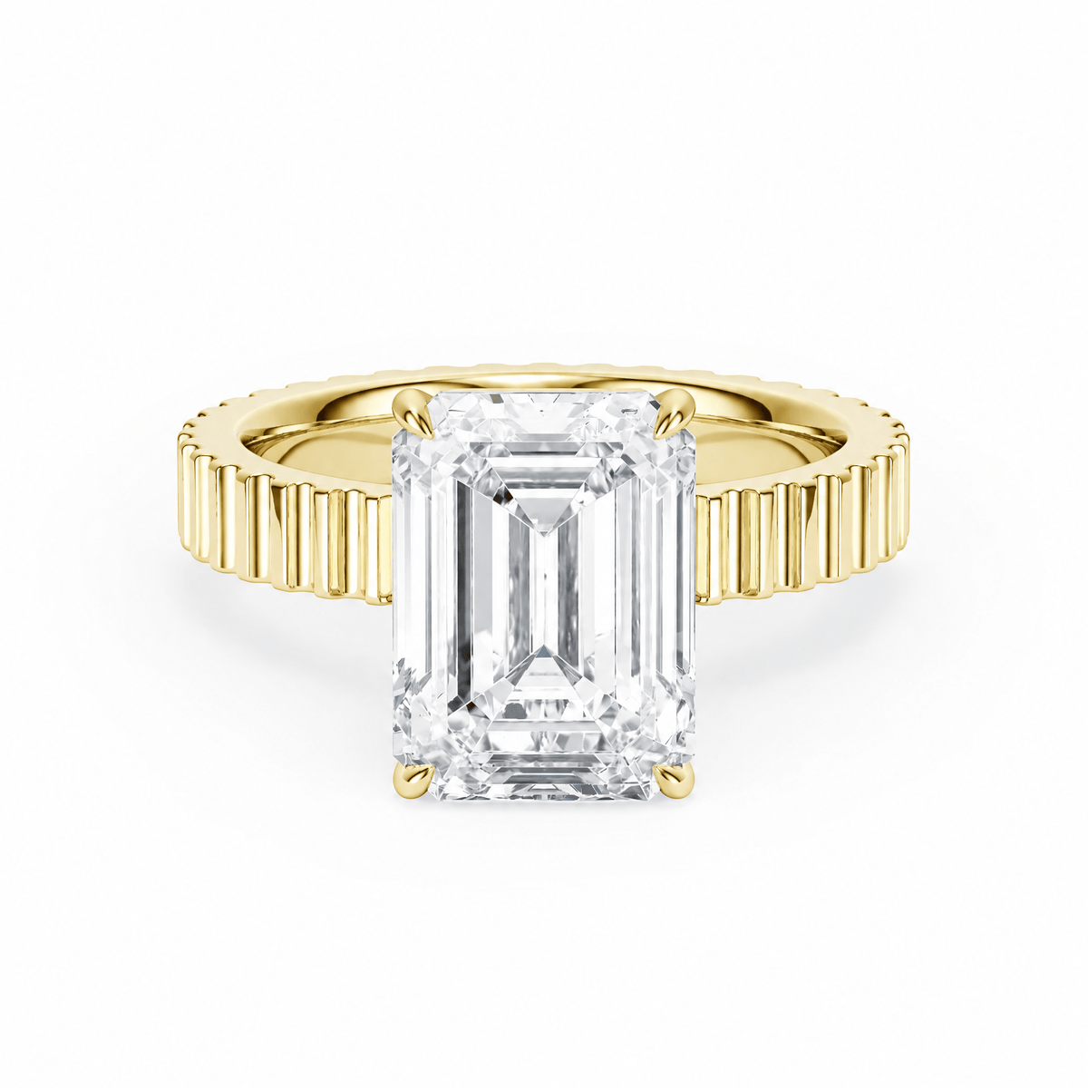 Fluted Band Emerald Diamond Engagement Ring in Ring by 18 KARATS INC.
