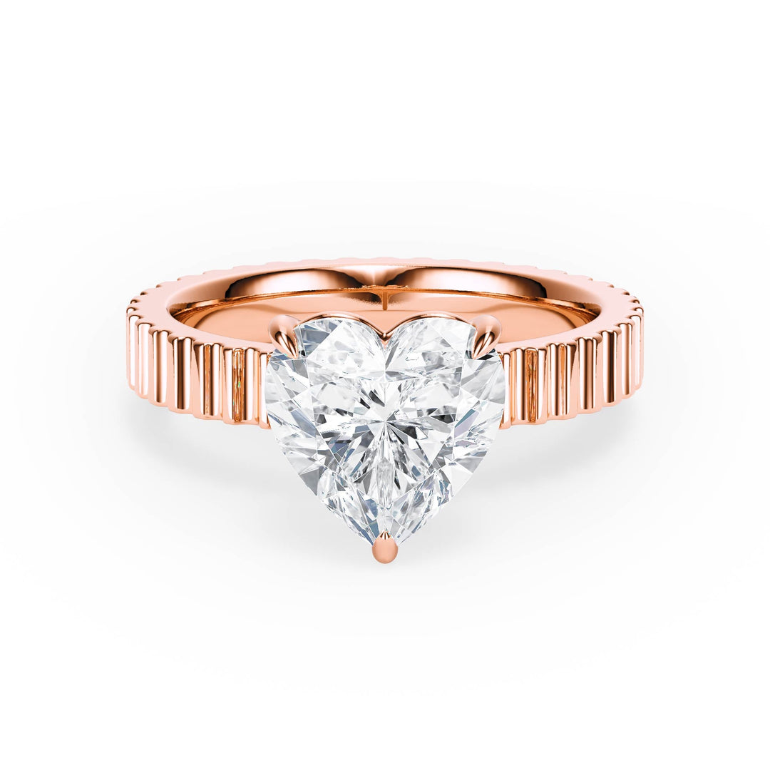 Fluted Band Heart Diamond Engagement Ring - R1212 in Ring by 18 KARATS INC.