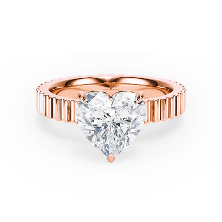 Fluted Band Heart Diamond Engagement Ring - R1212 in Ring by 18 KARATS INC.