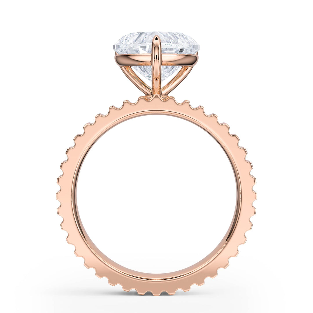 Fluted Band Heart Diamond Engagement Ring - R1212 in Ring by 18 KARATS INC.