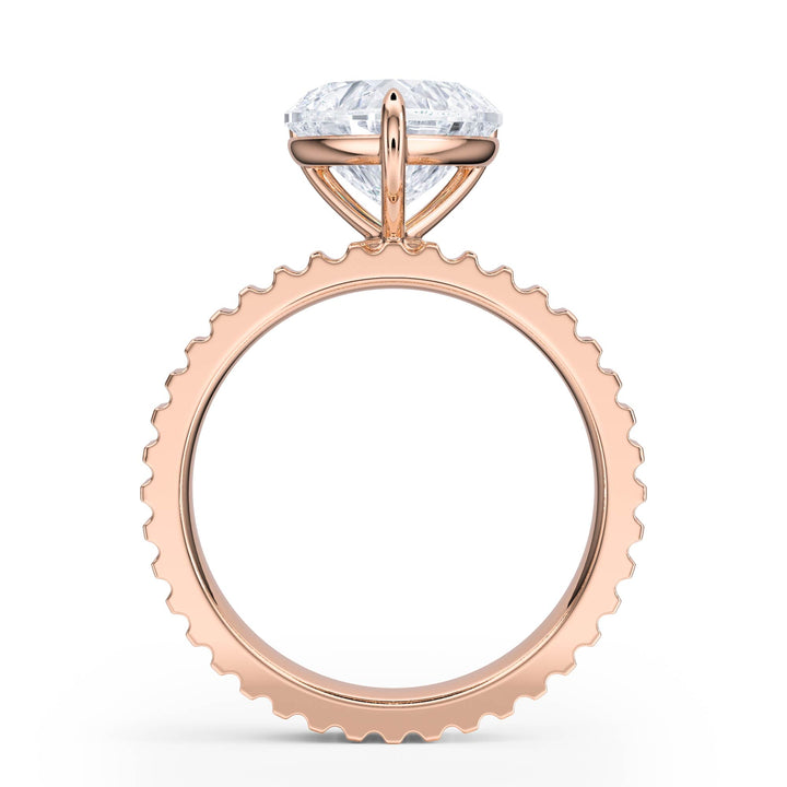 Fluted Band Heart Diamond Engagement Ring - R1212 in Ring by 18 KARATS INC.