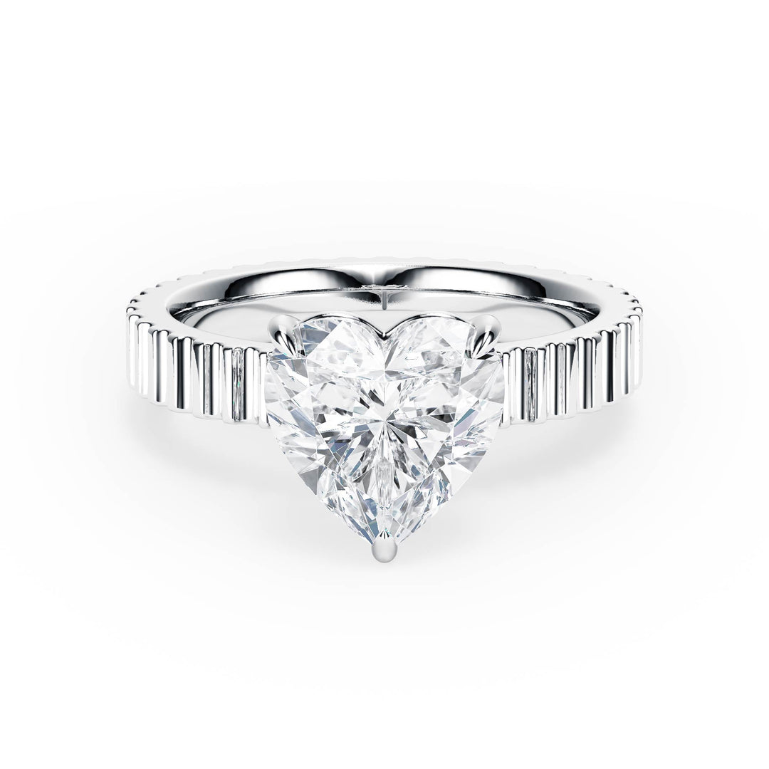 Fluted Band Heart Diamond Engagement Ring - R1212 in Ring by 18 KARATS INC.
