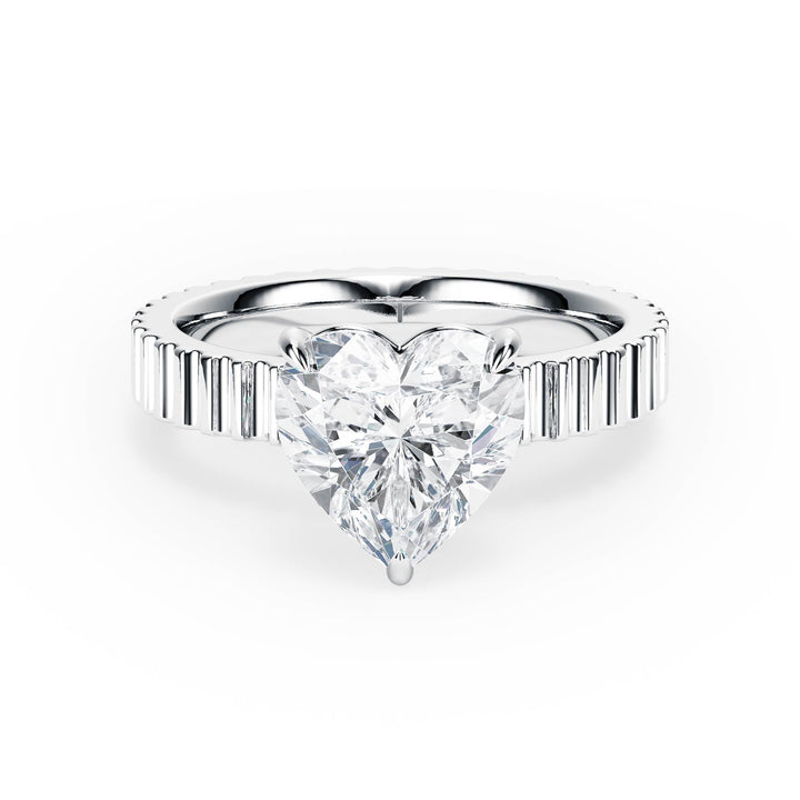 Fluted Band Heart Diamond Engagement Ring - R1212 in Ring by 18 KARATS INC.