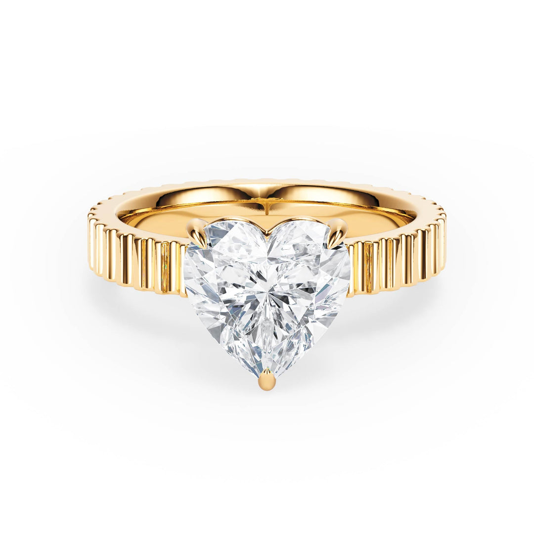 Fluted Band Heart Diamond Engagement Ring - R1212 in Ring by 18 KARATS INC.