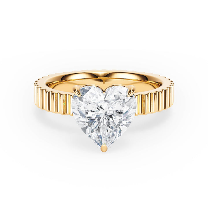 Fluted Band Heart Diamond Engagement Ring - R1212 in Ring by 18 KARATS INC.