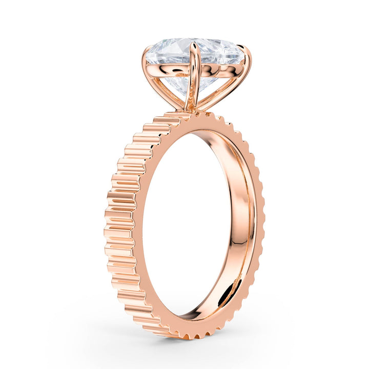 Fluted Band Heart Diamond Engagement Ring - R1212 in Ring by 18 KARATS INC.