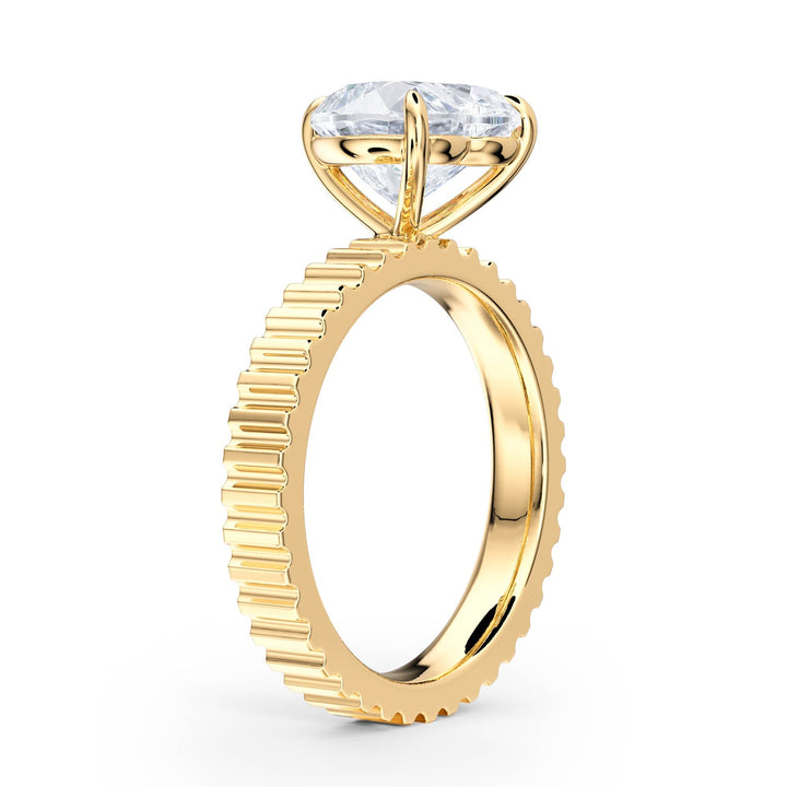 Fluted Band Heart Diamond Engagement Ring - R1212 in Ring by 18 KARATS INC.