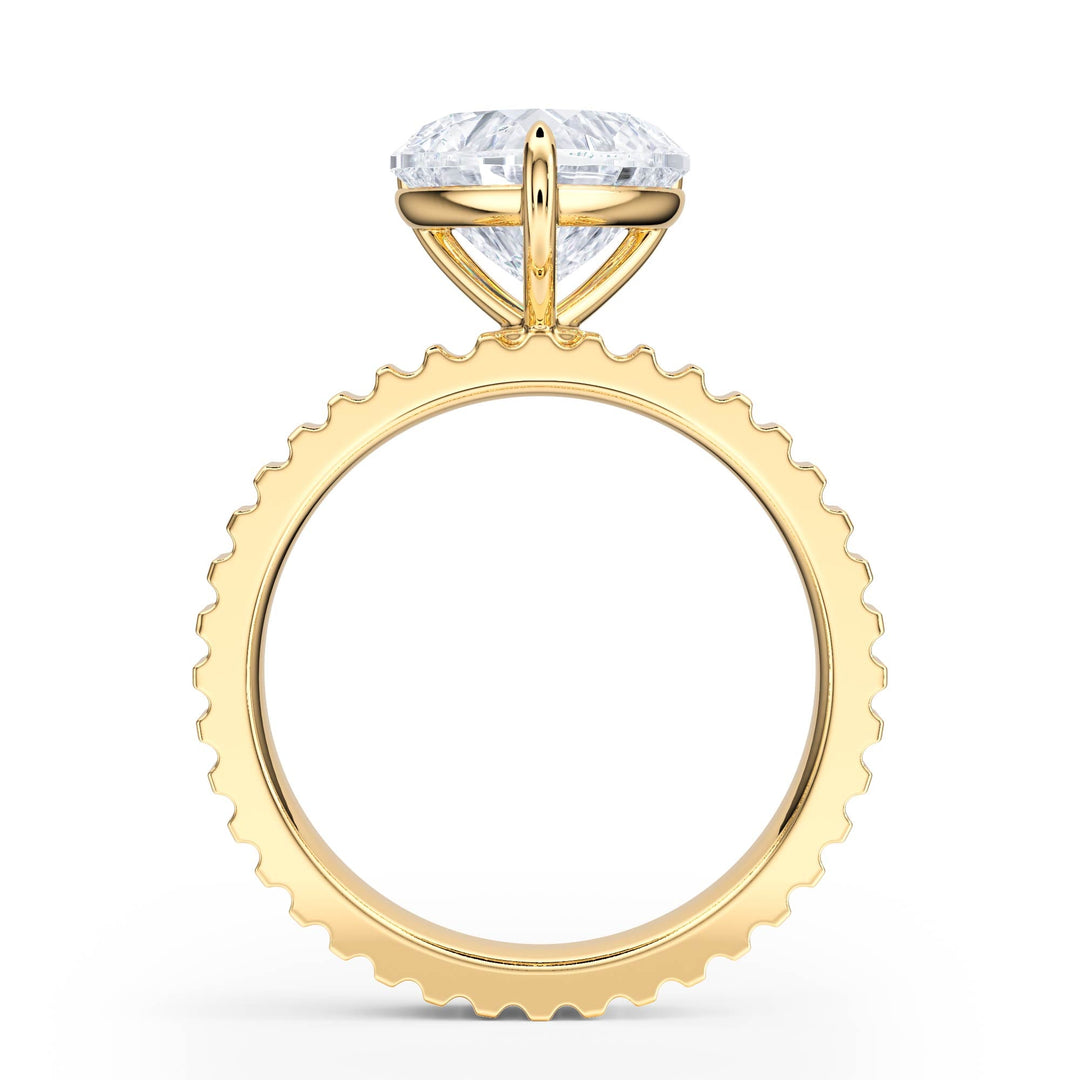 Fluted Band Heart Diamond Engagement Ring - R1212 in Ring by 18 KARATS INC.