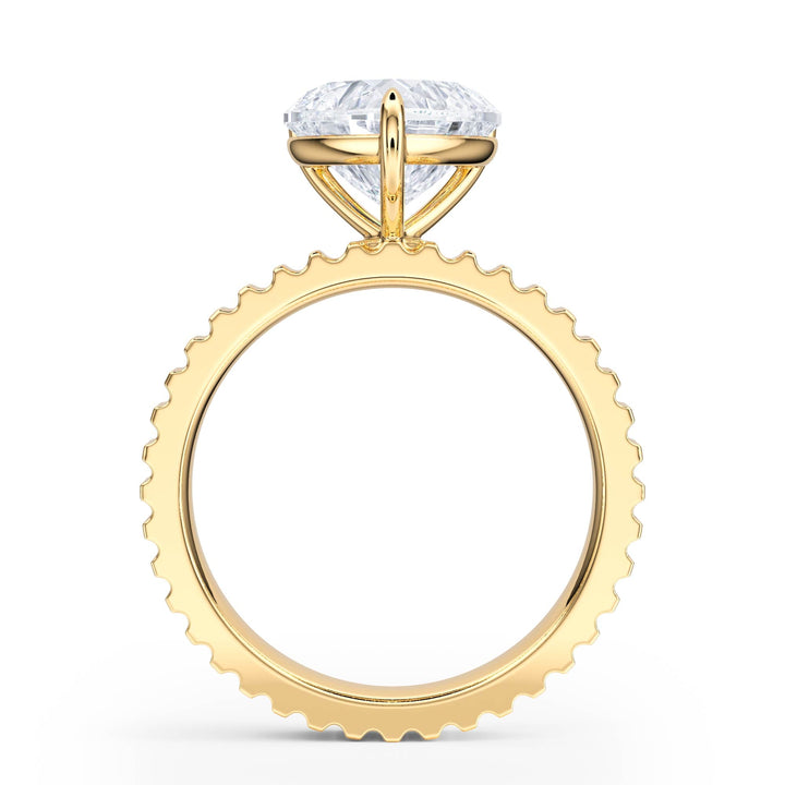 Fluted Band Heart Diamond Engagement Ring - R1212 in Ring by 18 KARATS INC.