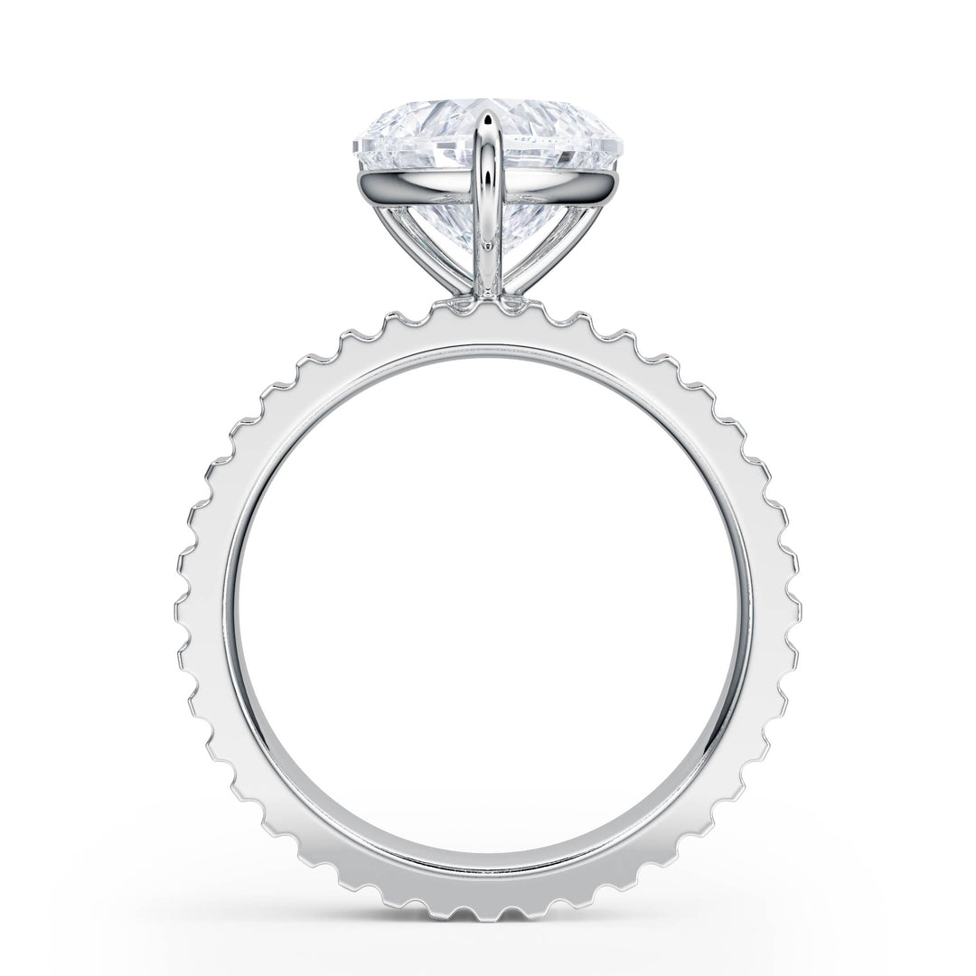 Fluted Band Heart Diamond Engagement Ring - R1212 in Ring by 18 KARATS INC.